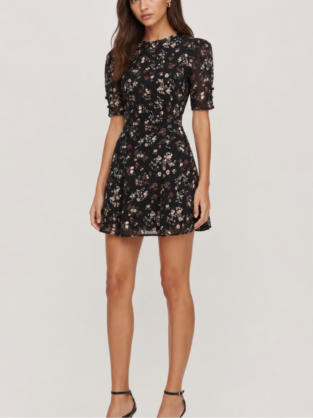 Reformation Jolene mini dress size black floral
